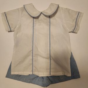 Remember Nguyen Peter pan collared smocked set boys 24m